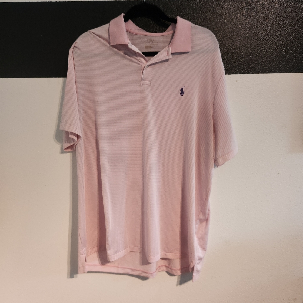 Polo by Ralph Lauren Men's Light Pink Striped Polo Shirt Size XL